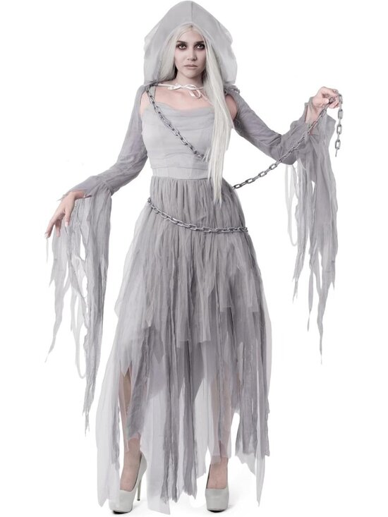 Accessories - Women's Grey Comfortable Ghost Cape Dress Halloween Haunting Beauty Cosplay